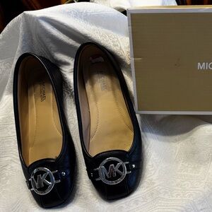 Michael Kors Black Flats with Silver Logo